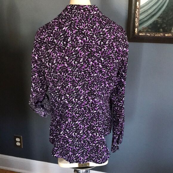 MICHAEL Michael Kors purple/black print silky top - Picture 6 of 7